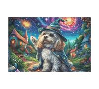 Night Forest Cute Chien 1000 Pieces Casse-tête Adulte en Carton Anti-Déchirure Difficile Moyenne Décoration Murale Jeu De Société Anti-Stress Loisir Créatif 1000 PCS/75x50cm