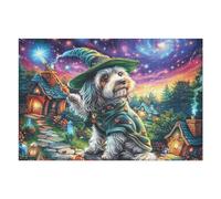 Night Forest Cute Chien 1000 Pieces Casse-tête Personne Âgée en Carton Rigide sans Déformation Facile Débutant Thérapie Occupationnelle Anti-Stress Petit Prix 1000 PCS/75x50cm