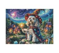 Night Forest Cute Chien 500 Pieces Casse-tête Adulte en Carton Anti-Déchirure Difficile Moyenne Décoration Murale Jeu De Société Anti-Stress Loisir Créatif 500 PCS/52×38cm