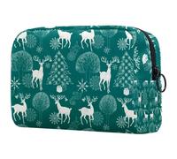 Night Forest with Deer Christmas Tree Cosmetic Bag for Women Travel Toiletries Bags Large Makeup Handy Pouch Organizer Bag With Zipper, multicolore, 18.5x7.5x13cm/7.3x3x5.1in, Trousse de toilette