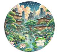 Night Frog Croaking dans Le Marais 1000 Pièces Puzzles Classiques Art Puzzles Ronds pour Enfants Encastrement Parfait Jeu D'Intelligence De l'art De La DécoRat ION Moderne 1000pcs (67.5x67.