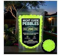Night Guide Pebbles, Colorful Glow-In-The-Dark Garden Stones for Outdoor Walkway, Yard Landscaping, Planters, Fish Tank Aquarium Decor (Yellow,200)