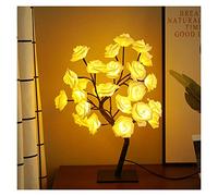 Night Light LED Table Lamp Rose Flower Tree Lights USB Fairy Maple Leaf Night Light (Emitting Color : Maple Leaf) (White rose)