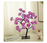 Night Light LED Table Lamp Rose Flower Tree Lights USB Fairy Maple Leaf Night Light (Emitting Color : Maple Leaf) (Purple Rose)