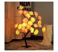 Night Light LED Table Lamp Rose Flower Tree Lights USB Fairy Maple Leaf Night Light (Emitting Color : Maple Leaf) (White pink rose)