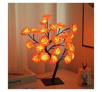 Night Light LED Table Lamp Rose Flower Tree Lights USB Fairy Maple Leaf Night Light (Emitting Color : Maple Leaf) (Pink rose)