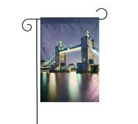 Night London Tower Bridge Drapeau de jardin double face 30,5 x 45,7 cm, drapeaux pour décorations de vacances en plein air, drapeau de cour durable