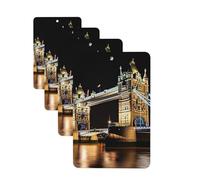 Night London Tower Bridge Lot de 4 cartes désodorisantes pour voiture - Cartes parfumées à suspendre - Tablettes d'aromathérapie personnalisées - Cadeau pour homme et femme - Parfum lavande