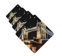 Night London Tower Bridge Lot de 4 désodorisants de voiture personnalisés pour homme et femme - Tablettes d'aromathérapie à suspendre pour armoire de salle de bain