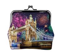 Night London Tower Bridge Porte-monnaie pratique avec imprimé Mini pochette pour femme (11,5 x 10,5 cm) Exquis, noir, One Size