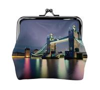 Night London Tower Bridge Porte-monnaie pratique avec imprimé Mini pochette pour femme (11,5 x 10,5 cm) Exquis, noir, One Size