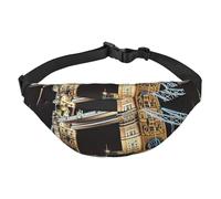 Night London Tower Bridge Sac banane pour homme et femme Sac banane tendance Sac banane partout Sac à bandoulière Portefeuille Sac banane avec sangle réglable Sac de poitrine étanche pour voyage,