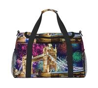 Night London Tower Bridge Sac de voyage pour usage quotidien Grande capacité Sac de voyage élégant Sac fonctionnel, noir, One Size