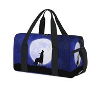 Night Moon Sac de sport avec motif loup pour le week-end Sac fourre-tout décontracté pour enfants filles garçons femmes hommes