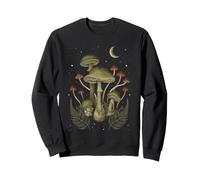 Night Moon Shrooms Mystical Whimsigoth Art Episodique Dessin Sweatshirt
