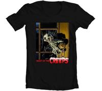 Night of The Creeps T Shirt Retro 1980s Zombie Horror sci FI Movie Graphic Tee Black Manches Courtes(Large)