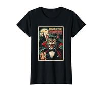 Night of The Vampurr Chat Effrayant Vampire Halloween Ghoul T-Shirt Graphique avec Valeur