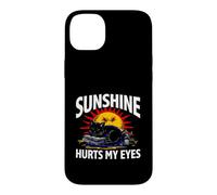 Night Owl Introvert Sunshine Hurts My Eyes Funny Black Cat Coque pour iPhone 14 Plus