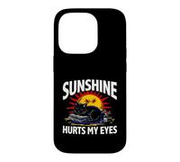Night Owl Introvert Sunshine Hurts My Eyes Funny Black Cat Coque pour iPhone 14 Pro