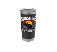 Night Owl Introvert Sunshine Hurts My Eyes Funny Black Cat Gobelet isotherme en acier inoxydable double paroi