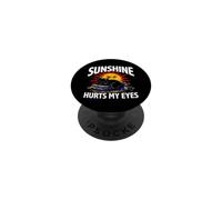 Night Owl Introvert Sunshine Hurts My Eyes Funny Black Cat PopSockets PopGrip Adhésif