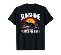 Night Owl Introvert Sunshine Hurts My Eyes Funny Black Cat T-Shirt