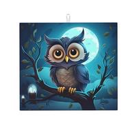 Night Owl Tapis égouttoir absorbant pour comptoir de cuisine Joli tapis de café protecteur avec boucle de suspension 40,6 x 45,7 cm