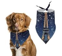 Night Paris Eiffel Bandana triangle pour chien en polyester lavable Bavoirs mignons pour animaux de compagnie pour chiens et chats de taille moyenne et grande
