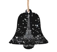 Night Paris Tour Eiffel Pendentif en bois de Noël, élégant et mignon, une feuille d'aluminium pour l'atmosphère festive