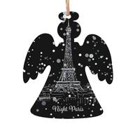 Night Paris Tour Eiffel Pendentif en bois de Noël, élégant et mignon, une feuille d'aluminium pour l'atmosphère festive