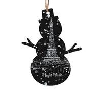 Night Paris Tour Eiffel Pendentif en bois de Noël, élégant et mignon, une feuille d'aluminium pour l'atmosphère festive