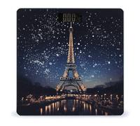 Night Paris Tour Eiffel Poids corporel intelligent Pèse-personne numérique haute précision avec grand écran LCD, balance de poids durable pour un usage domestique, mesure jusqu'à 180 kg