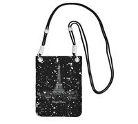 Night Paris Tour Eiffel Sac à bandoulière pour femme, mini porte-monnaie pour téléphone, joli portefeuille pour téléphone, cadeau de randonnée, voyage, Noir , Taille unique