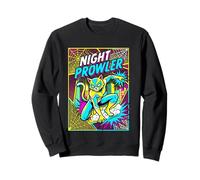 Night Prowler Panneau de Bande dessinée rétro Motif Chat masqué Sweatshirt