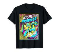 Night Prowler Panneau de Bande dessinée rétro Motif Chat masqué T-Shirt