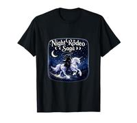 Night Rodeo Saga Unicorn Wrangler Cowboy Moon Art T-Shirt
