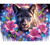 Night Rose Panthère Noire 500 Pièces Puzzle Débutant en Carton Anti-Déchirure Colorful Fantasy Faune Sauvage Facile Apprentissage Anti-Stress Passe-Temps Cadeau Fête des Mères Petit Prix 500 PCS/52×
