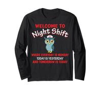 Night Shift Nurse Owls Funny Nursing RN LPN CNA Women Manche Longue