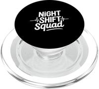 Night Shift Squad Funny Saying Healthcare EKG Heartbeat PopSockets PopGrip pour MagSafe