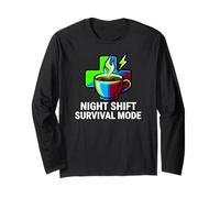 Night Shift Survival Mode Nurse Medical Coffee Manche Longue