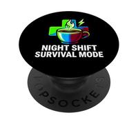 Night Shift Survival Mode Nurse Medical Coffee PopSockets PopGrip Adhésif