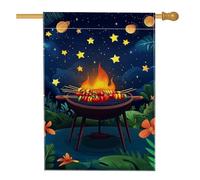 Night Sky Drapeau de jardin pour barbecue, bannière de fête étoilée, flamme tropicale extérieure, décoration de pelouse de vacances double face, 71 x 101,6 cm