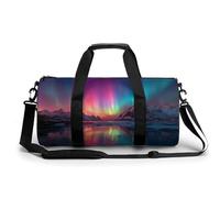 Night Sky Over Snowy Mountains Sac de sport de voyage pour homme et femme Sac de sport cylindrique avec bandoulière