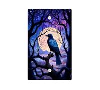 Night Sky Plaque de protection pour interrupteur, motif oiseau bleu et lune pour décoration d'intérieur, plaques murales en thermoplastique, taille standard