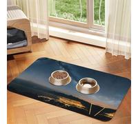 Night Sky Sunset Print Tapis de nourriture absorbant antidérapant en cuir synthétique pour chien chat