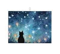 Night Sky Tapis égouttoir absorbant pour comptoir de cuisine, chat, tapis de café, protecteur d'égouttoir avec boucle de suspension, 45,7 x 61 cm