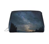 Night Sky Trousse à cosmétiques en cuir avec imprimé ciel de nuit pour ranger des cosmétiques, etc, Argenté., Taille unique