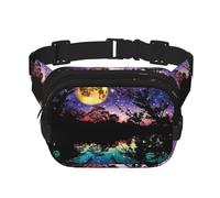 Night Sky With Trees Print Sac banane carré unisexe double couche Sac banane de voyage Accessoire d'entraînement Noir Taille unique, Noir, One Size