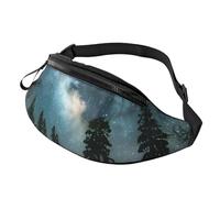 Night Sky with Trees Print Sac banane unisexe réglable sécurisé pour voyage, randonnée, cyclisme et course à pied