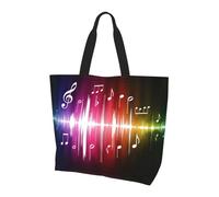Night Sky with Trees Printed Women Large Capacity Shopping Bag Sac à main et sac à bandoulière Essentiel pour les trajets et le shopping, Notes de musique., Taille unique